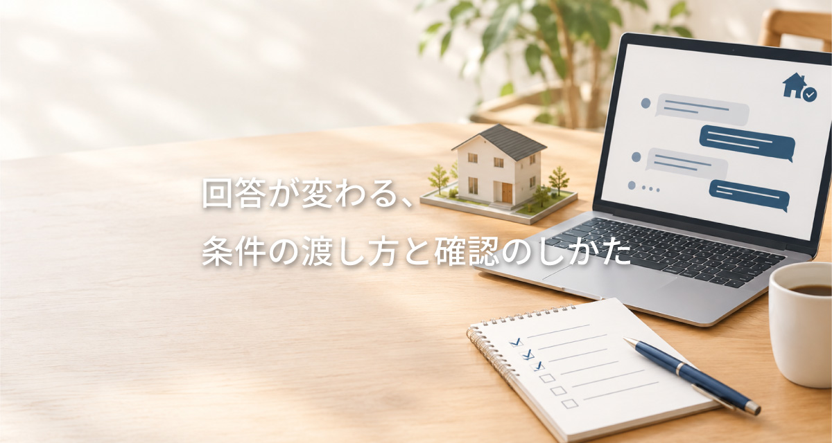 回答が変わる、条件の渡し方と確認のしかた
